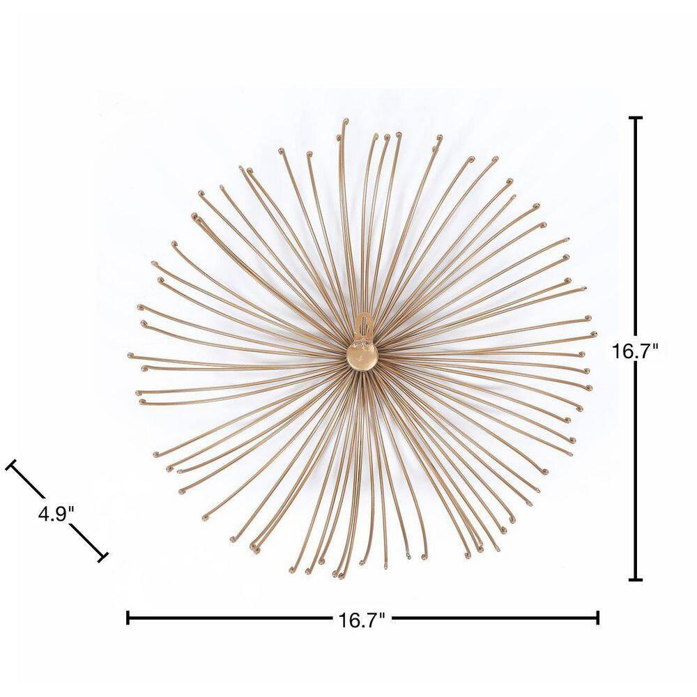 LuxenHome Gold Abstract Flower 16.7" Round Metal Wall Decor