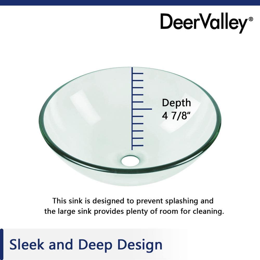 DeerValley Symmetry 16.5'' Circular Glass Vessel Bathroom Sink