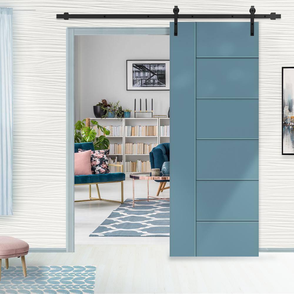 Calhome Paneled Manufactured Wood Painted Barn Door