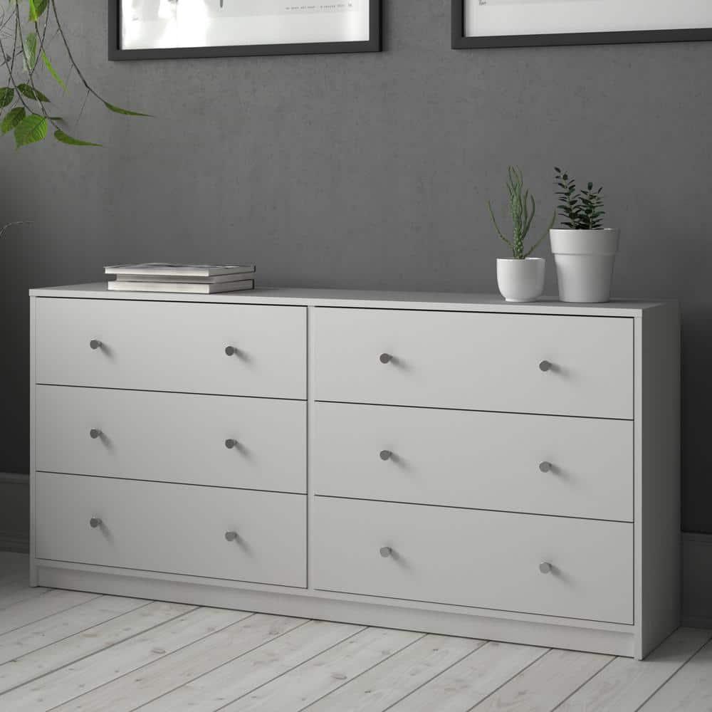 Tvilum Portland 6 Drawer Double Dresser, White