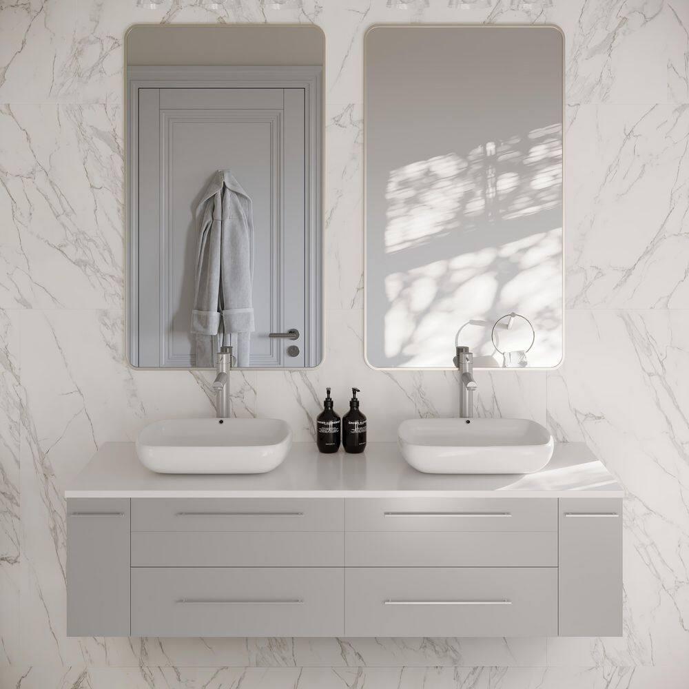Fresca Lucera 60" Wall Mount Double Sink Modern Bathroom Vanity with Top and Vessel Sinks