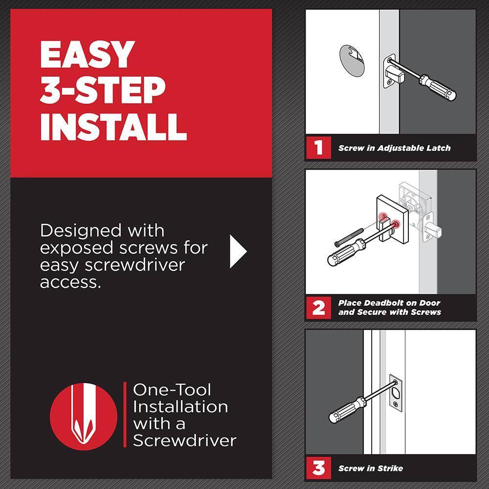Kwikset Downtown Deadbolt Lock, Satin Brass Square Exterior Keyed Front Entry Door, Pick Resistant SmartKey Rekey Security, Single Cylinder Dead Bolt, with Microban Protection