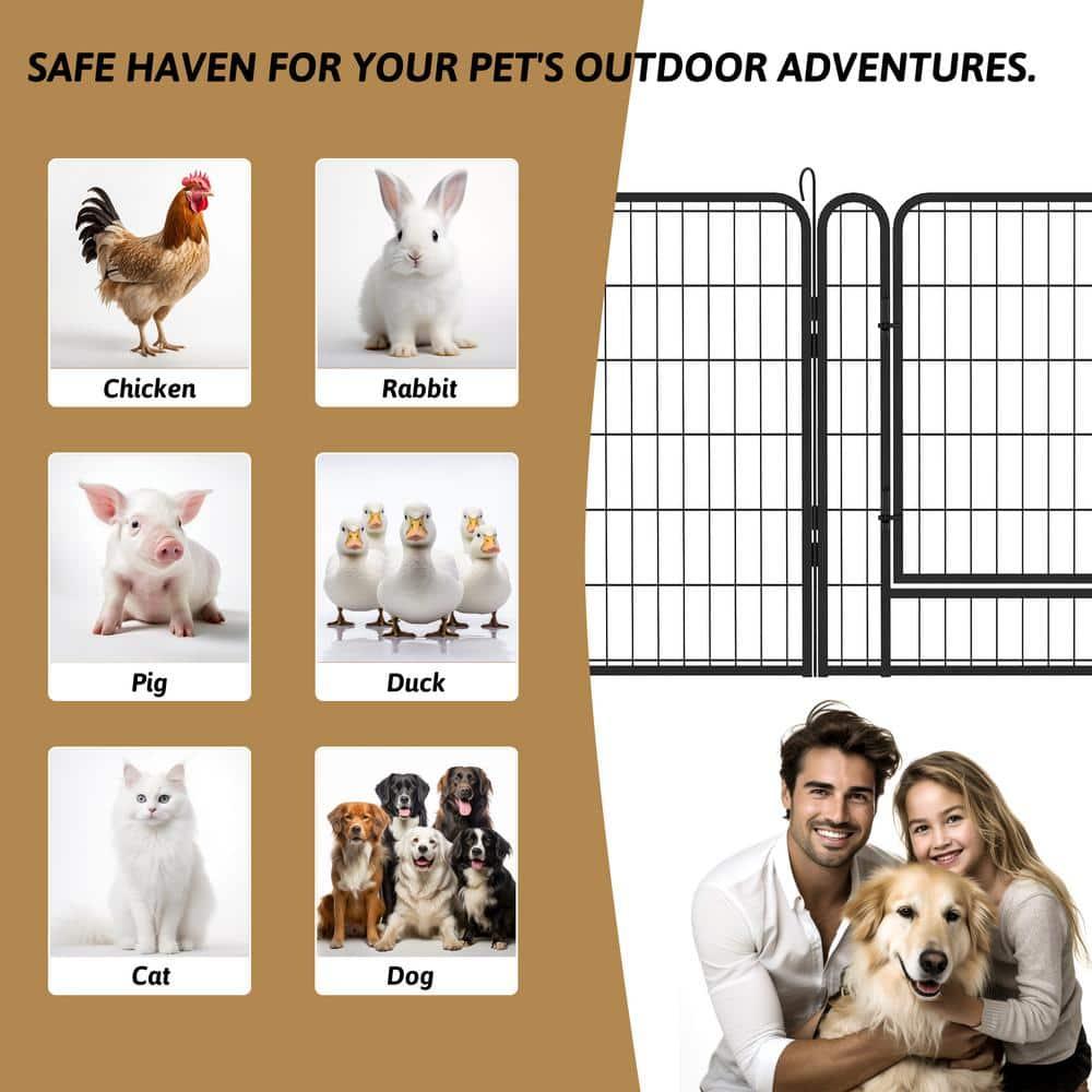 16 Panels Pet Exercise Play Pen with Door,31.7"H,Heavy Duty Metal black Playpen,Dog Playpen for Outdoor, Indoor