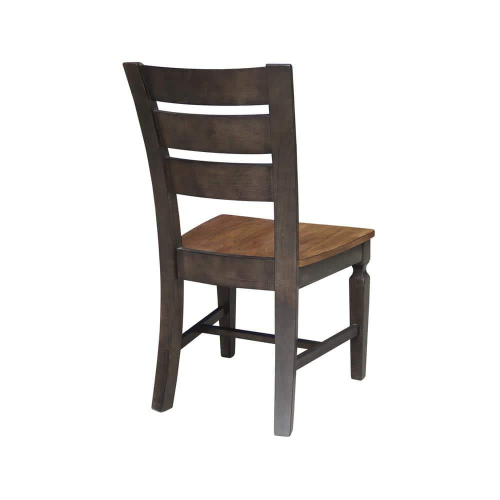 Set of 2 Vista Ladder Back Dining Chairs Hickory Brown - International Concepts: Solid Wood, Armless