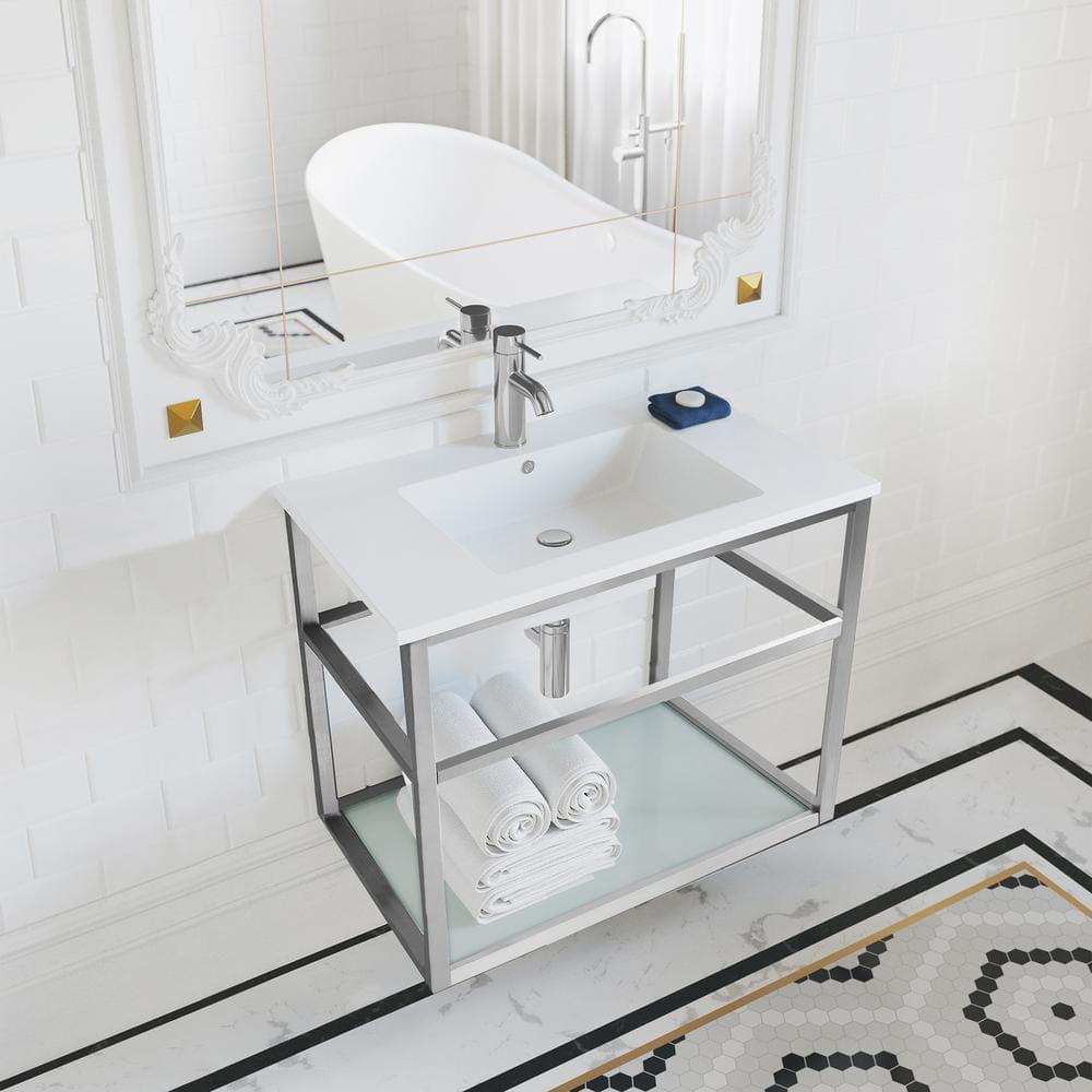 Pierre 30 Single, Open Shelf, Metal Frame Bathroom Vanity