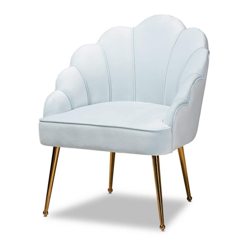 Cinzia Velvet Upholstered Seashell Shaped Accent Chair - Baxton Studio