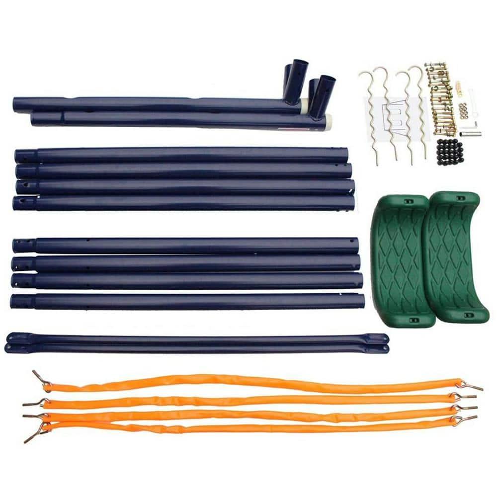 GOGEXX Outdoor Metal Swing Playset Two Station Swing Set For Children