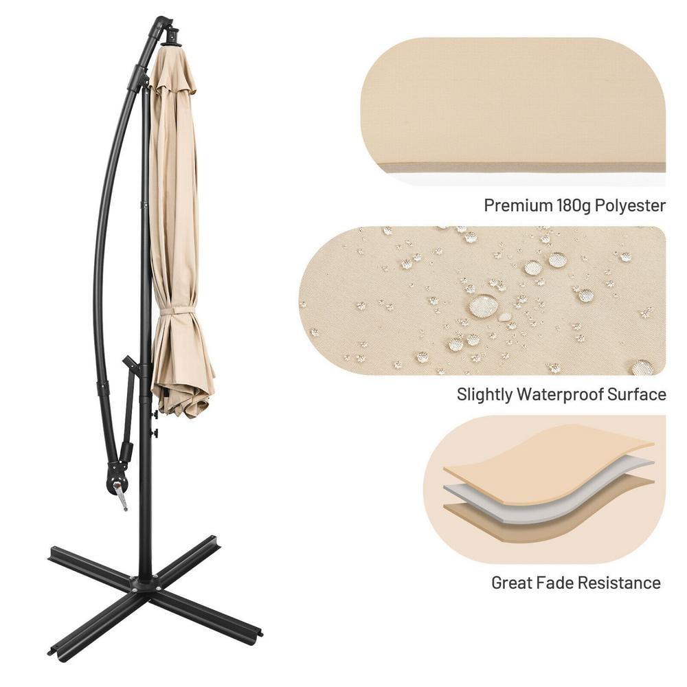 Costway  10 FT Patio Offset Umbrella w/8 Ribs Cross Base Tilt Beige