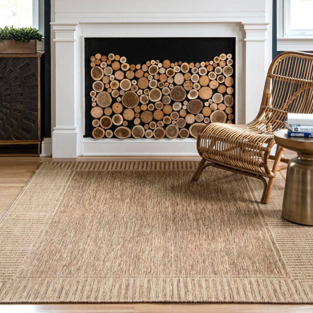 nuLOOM 4' x 6' Outdoor Area Rug, Stain Resistant, Weather Resistant, High Traffic, Patio, Balcony, Outside, Living Room, Dining Room, Asha Light Brown