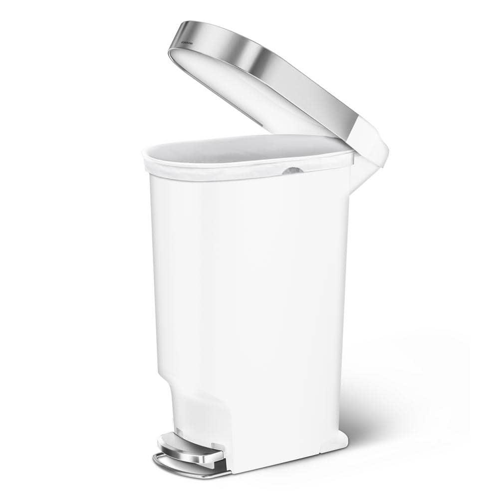 Simplehuman 40 Liter Slim Liner Rim Trash Can, White Plastic