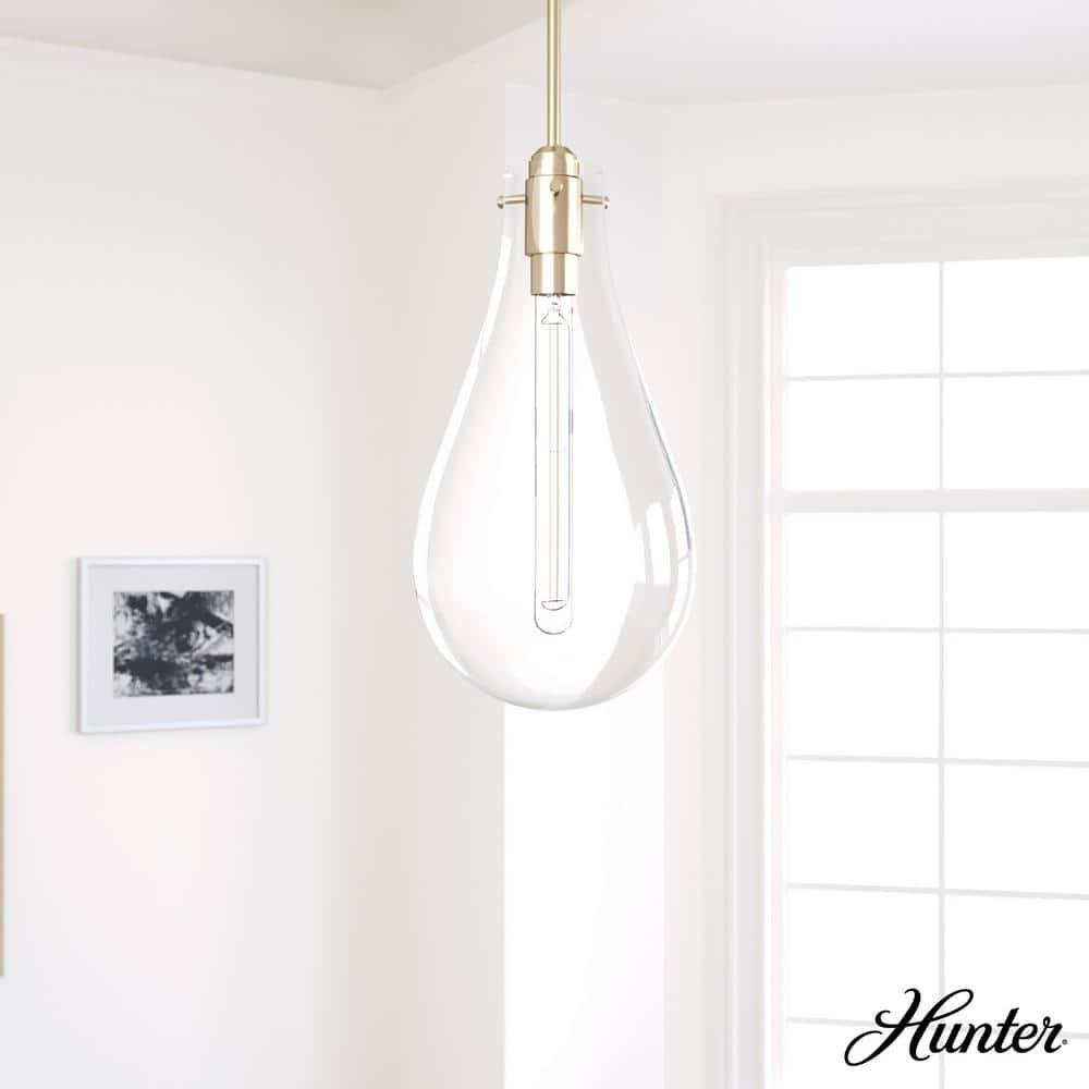 Hunter - Lundin 1-light Alturas Gold, Medium Size Pendant Light, Dimmable, Formal Style, Teardrop Shaped, for Bedrooms, Kitchens, Dining, Living Rooms - 19564