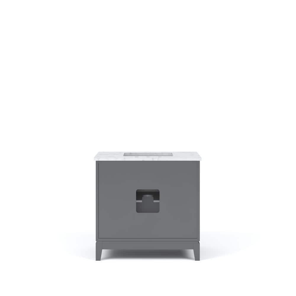 Elizabeth Collection 36 in. Bath Vanity in Cashmere Grey With Vanity Top in Carrara White Marble - With Mirror(s)