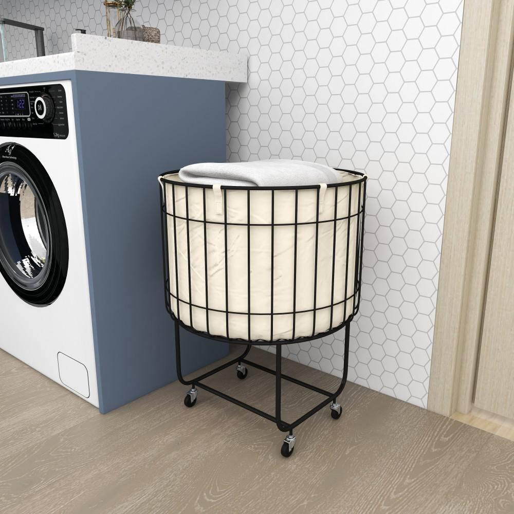 25.75''x19.25''  Contemporary Metal Storage Cart Off White - Olivia & May