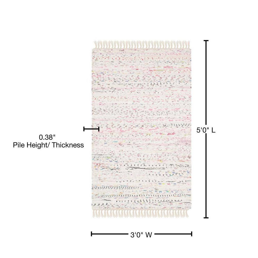 Rag Rug RAR121 Hand Woven Indoor Accent Rug - 3'x5' - Ivory/Multi - Safavieh