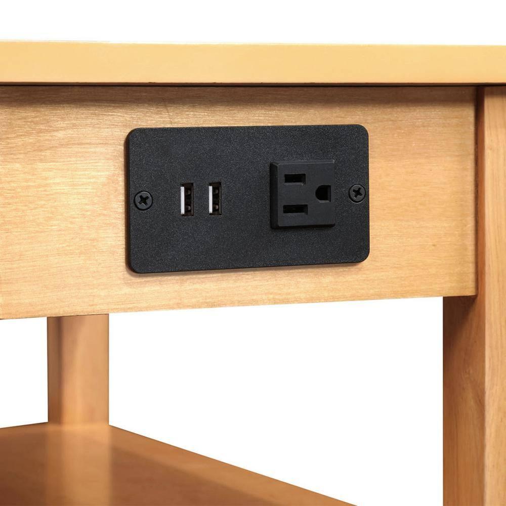 Convenience Concepts American Heritage End Table/Charging Station, Natural