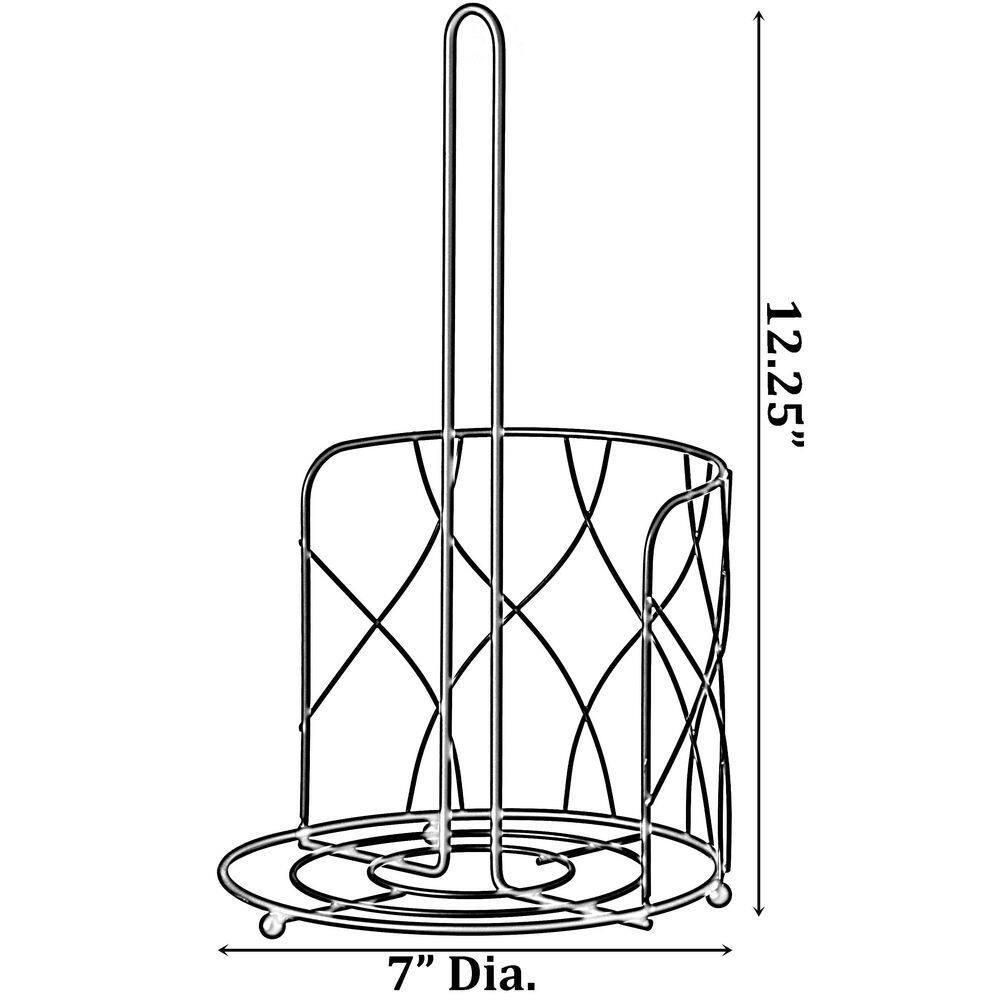 Basicwise Freestanding Black Iron Towel Paper Holder Stand Roll Dispenser with Frame for Kitchen