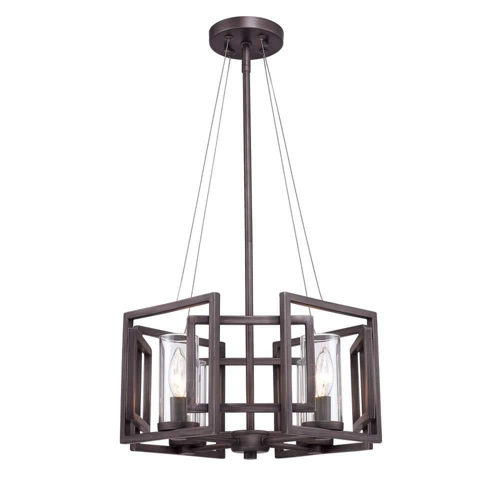 Golden Lighting Marco 4-Light Semi-flush in Gunmetal Bronze with Clear Glass