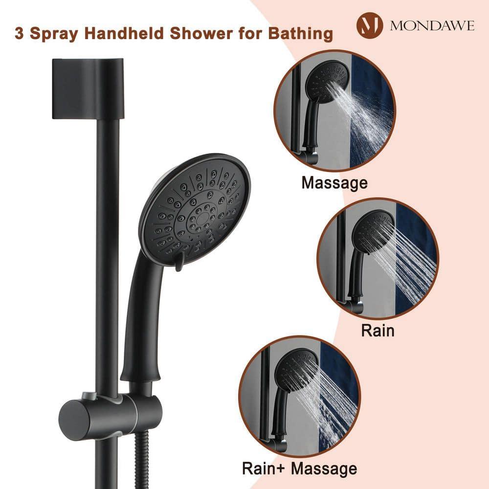 mondawe MD-A3815-MB Calliope Wall Mounted 2-Function Retro Pressure-Balanced Shower System with 3 Setting Handheld