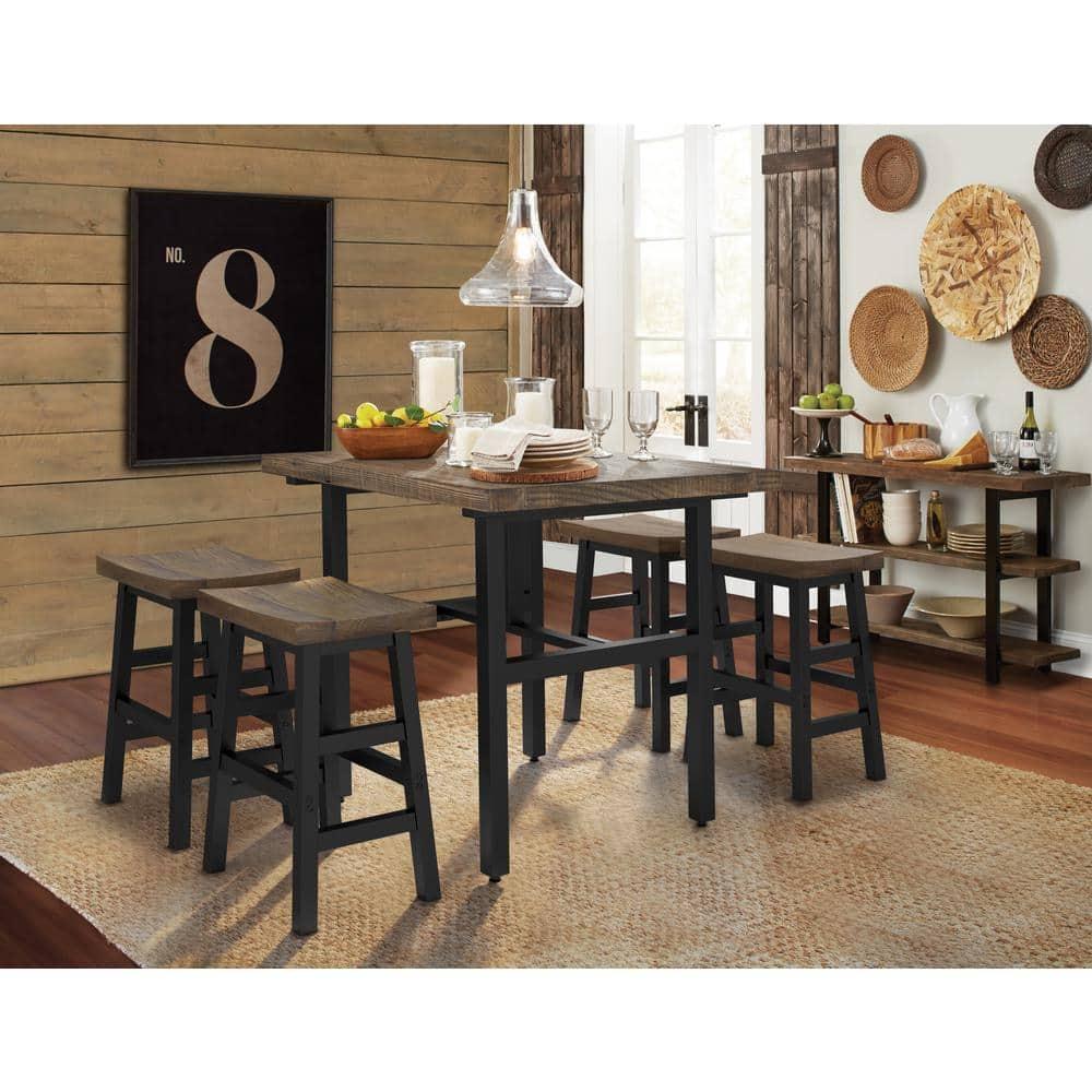 26" Pomona Reclaimed Wood Counter Height Barstool with Metal Legs Brown - Alaterre Furniture