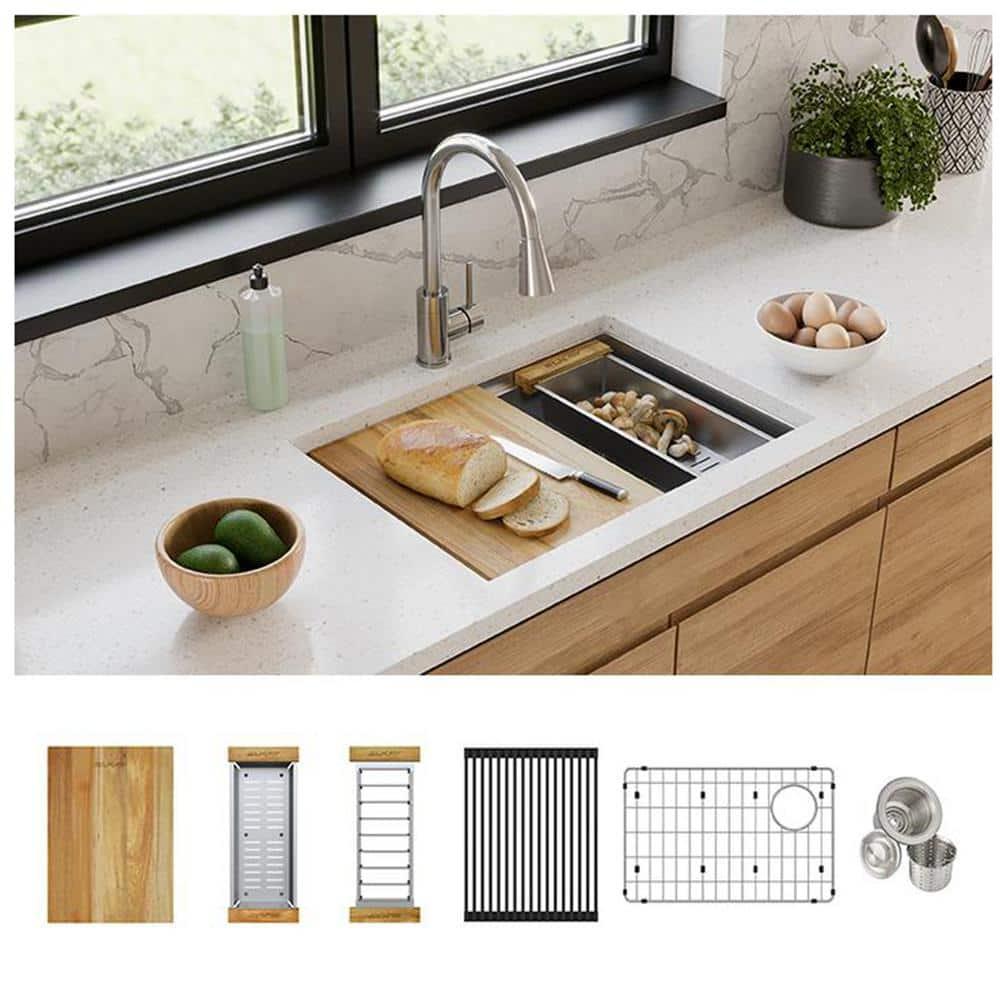 Crosstown 26" L x 19" W Undermount Kitchen Sink with Sink Grid