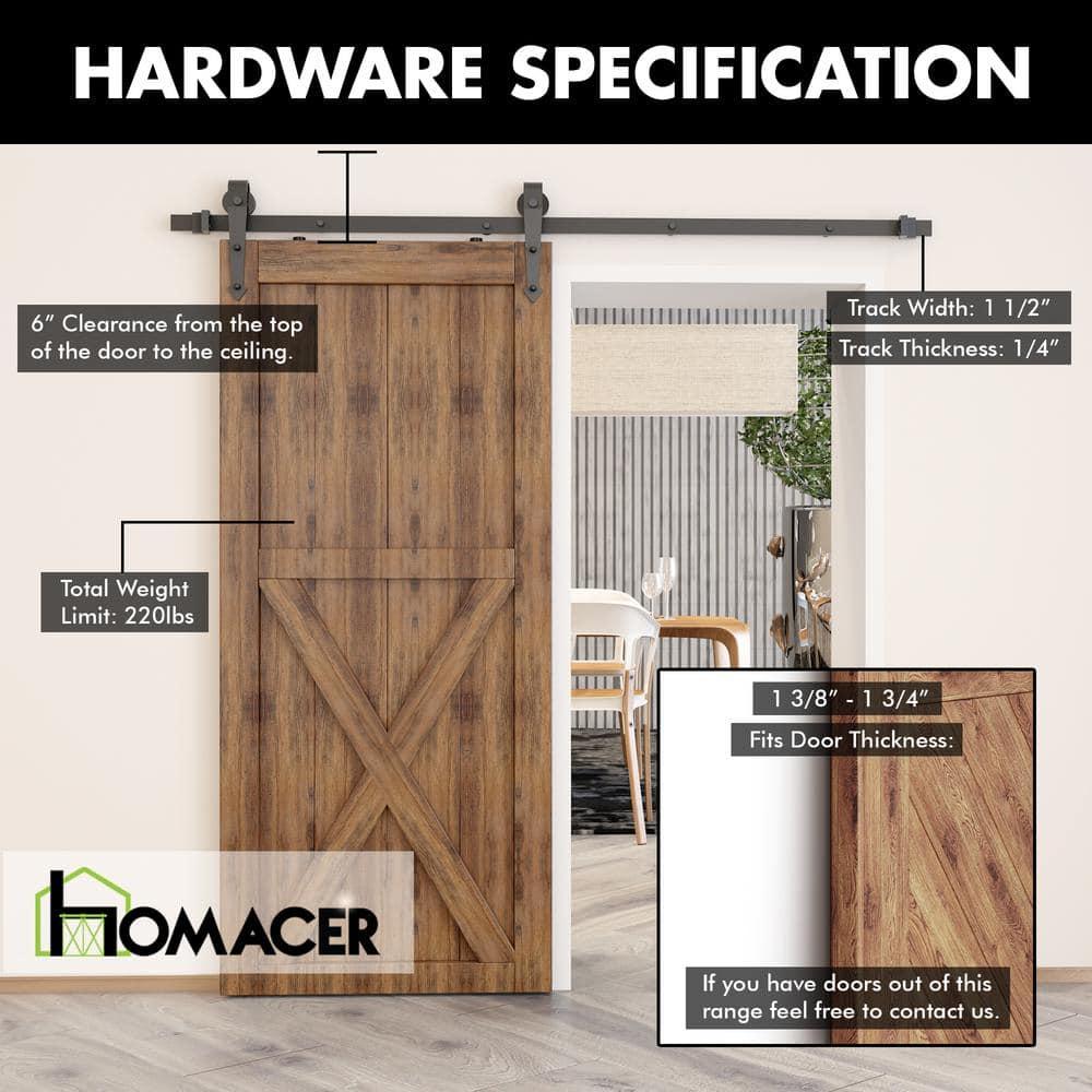 Homacer Black Rustic Arrow Design Non-Bypass Single Track One Door Hardware Kit( Door Not Included)