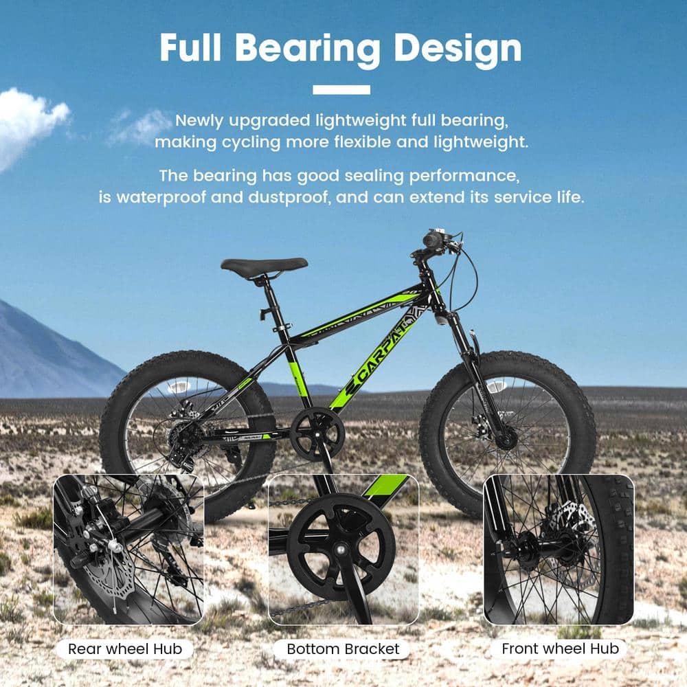 Mountain Bike 20 inch Wheels Fat Tire Bike,4" Wide Fat Tire Snow Mountain Bike ,7 Speed Teenager Children Kids' Bicycles
