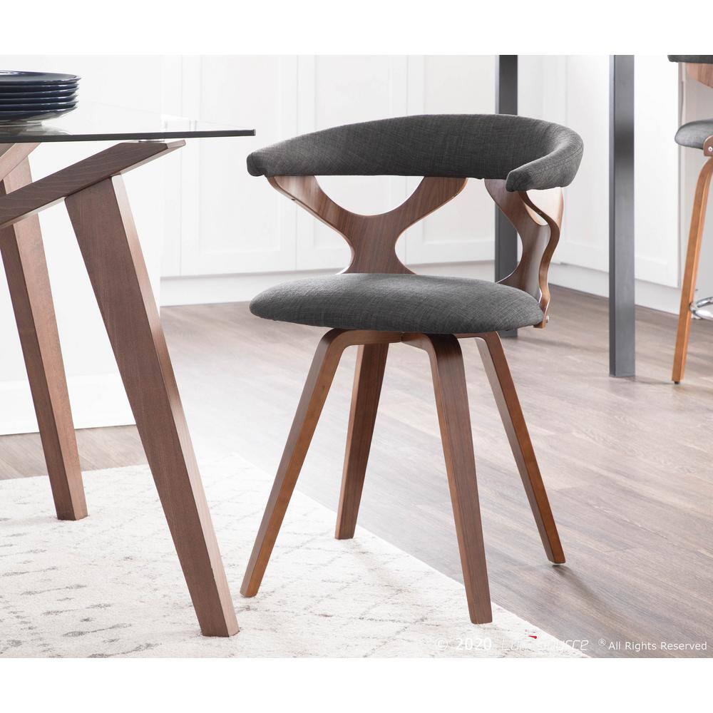 LumiSource Walnut Wood, Charcoal Fabric Gardenia Chair