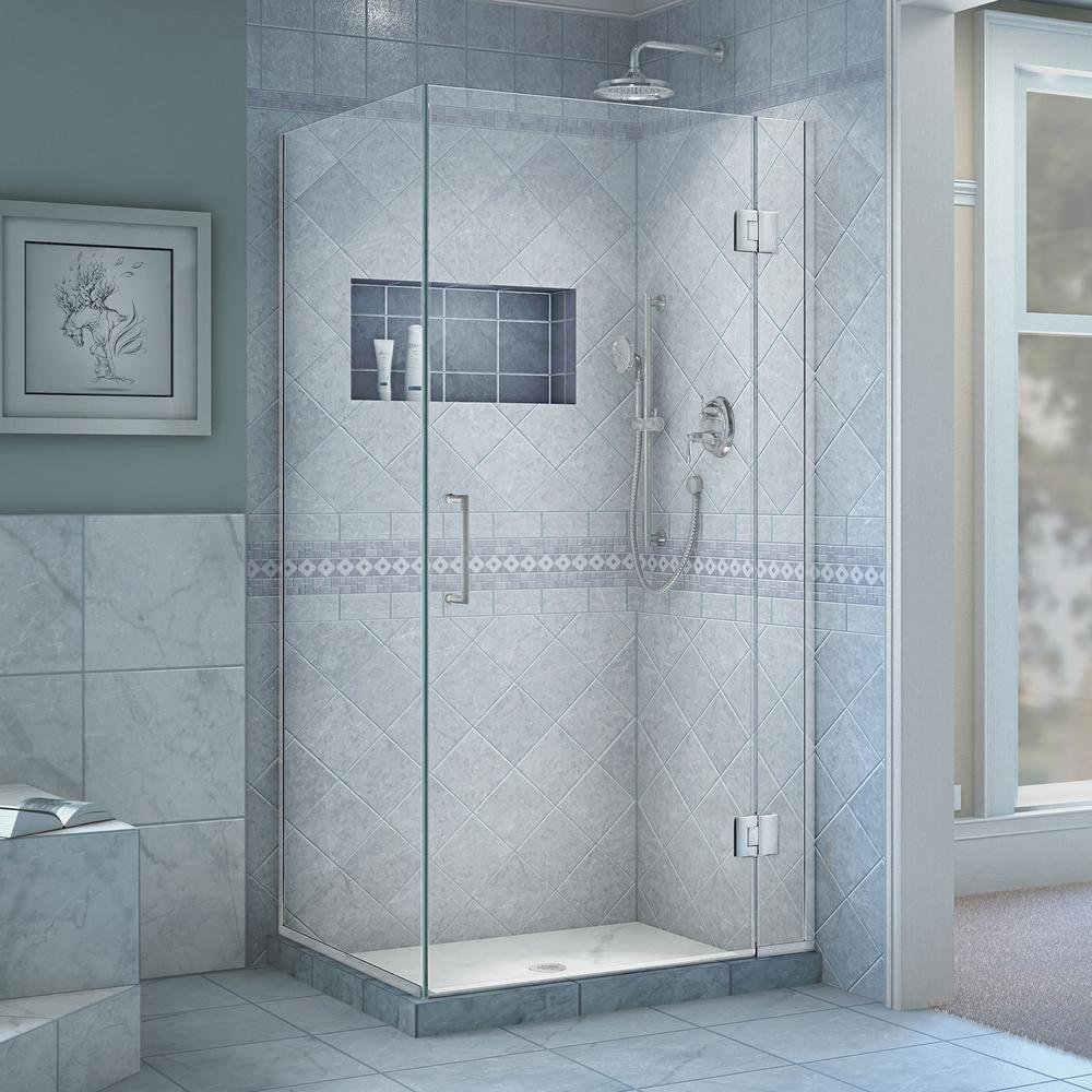 Unidoor-X 36 3/8 in. W x 30 in. D x 72 in. H Frameless Hinged Shower Enclosure