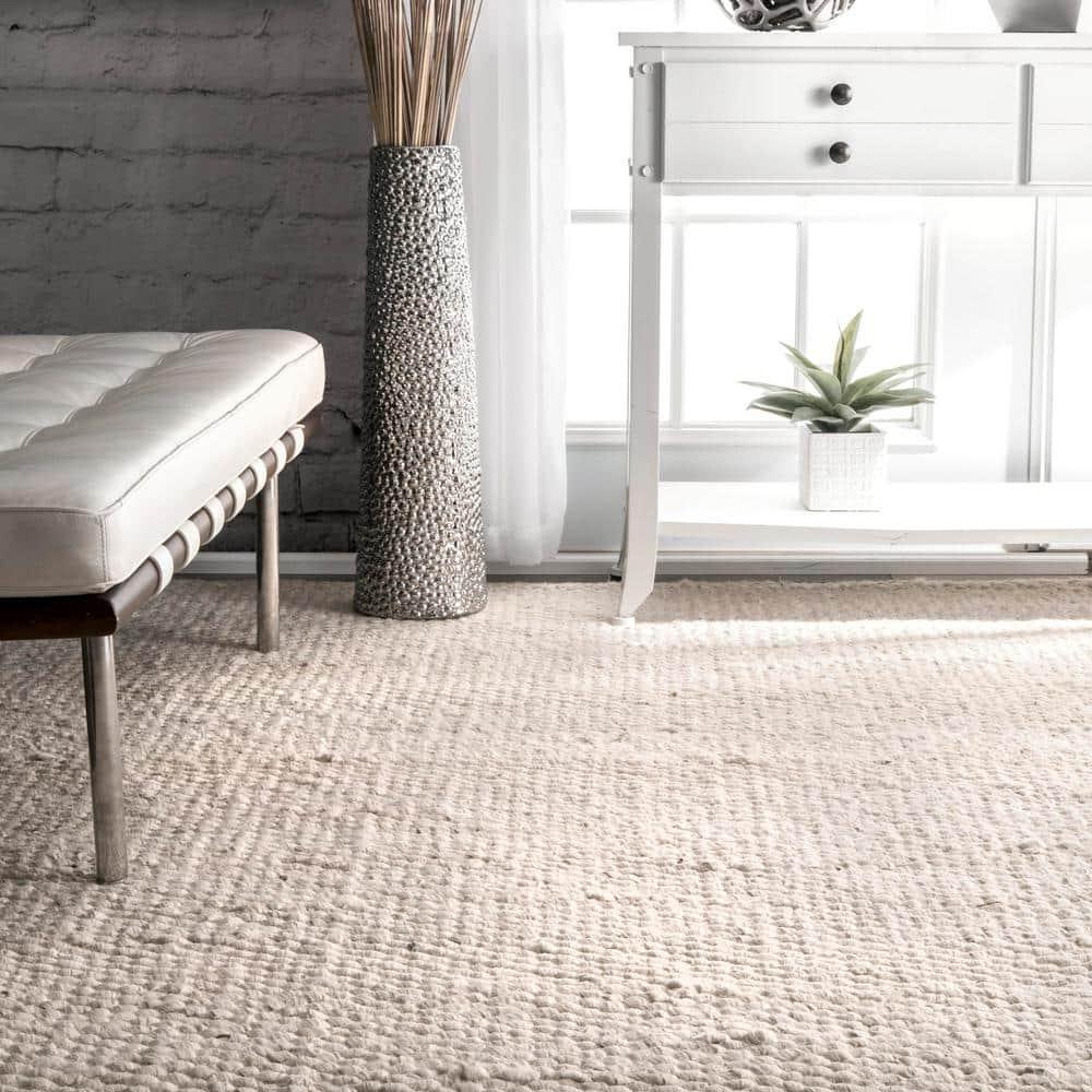 Nuloom Hailey Solid 8x10 Jute Indoor Area Rug for Dining Room Rug Neutral Rug Living Room Rug Kitchen, Off White