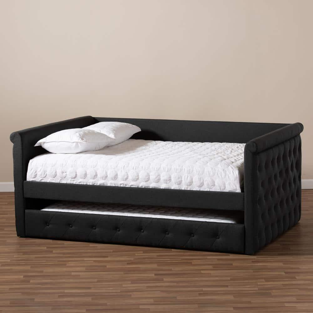 Queen Alena Daybed with Trundle Dark Gray - Baxton Studio: Contemporary Upholstered, Foam Padded, Bedroom Furniture