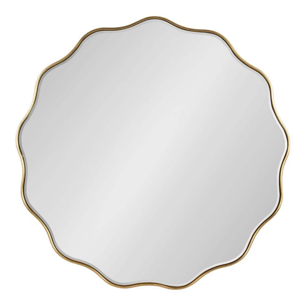 Kate & Laurel All Things Decor 32"x32" Viona Round Scalloped Mirror Gold: Luxury Glam Decor, No Assembly, Espejo