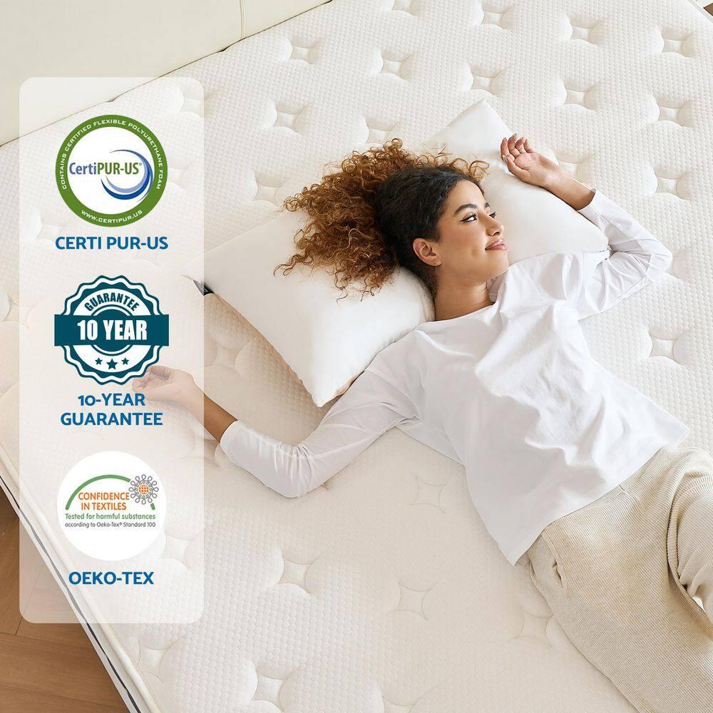 BedNew 10 inch Queen Mattress, Medium Firm, Pillow Top Hybrid Pocket Spring Mattress in a Box