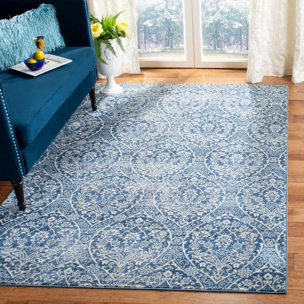 Brentwood BNT860 Power Loomed Area Rug - Navy/Light Grey - 5'x5' - Safavieh.