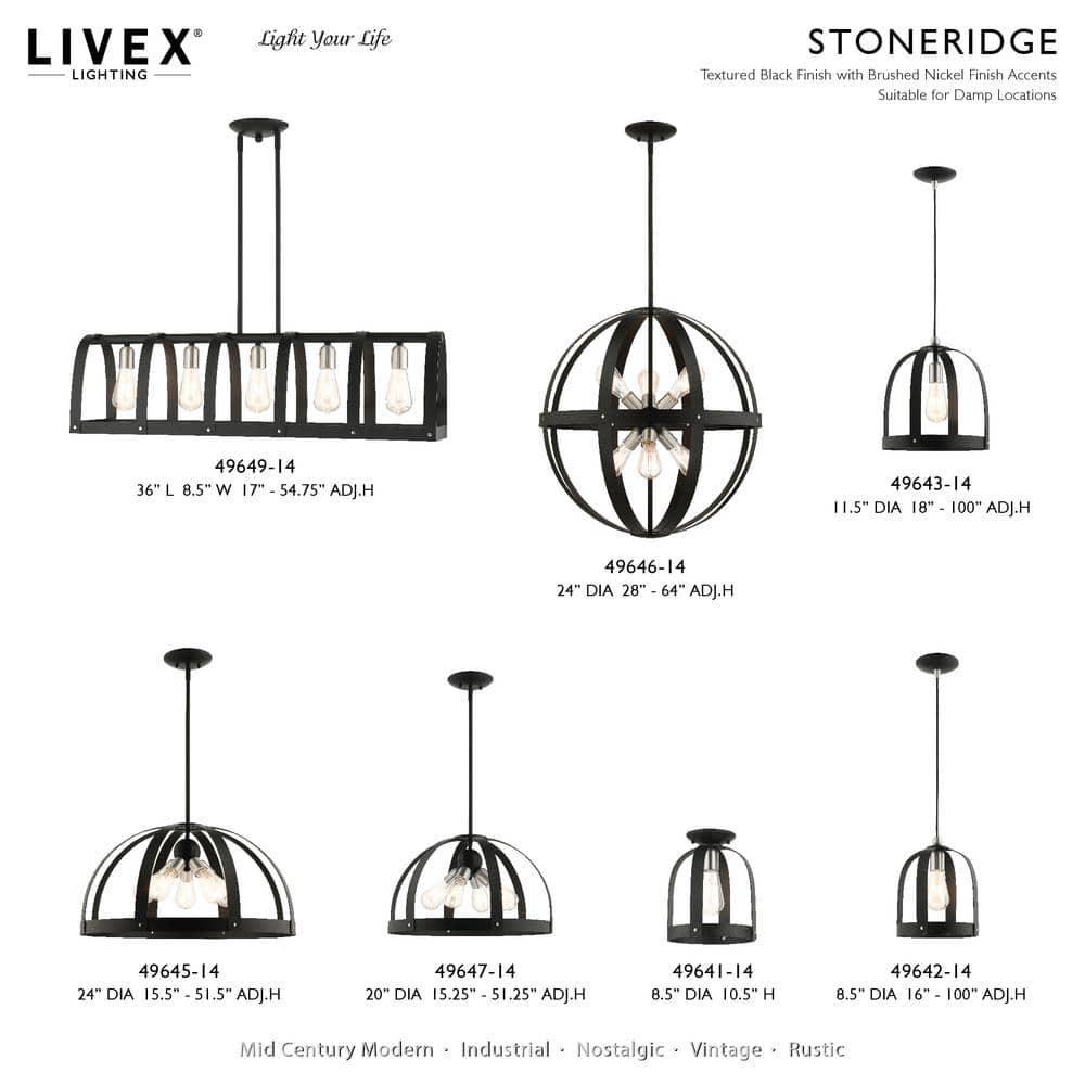 Livex Lighting Stoneridge 6 - Light Pendant in  Antique Brass