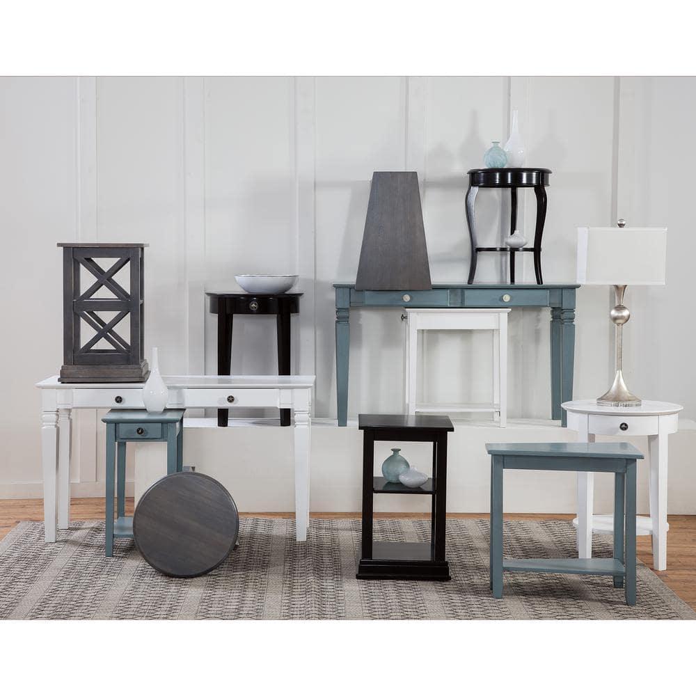 International Concepts Narrow End Table Black: Sleek Design with Drawer & Fixed Shelf for Living Room