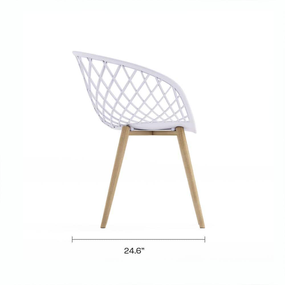 Set of 2 Kurv Chair White - Jamesdar: Mid-Century Modern Armchairs, Steel Legs, Non-Upholstered