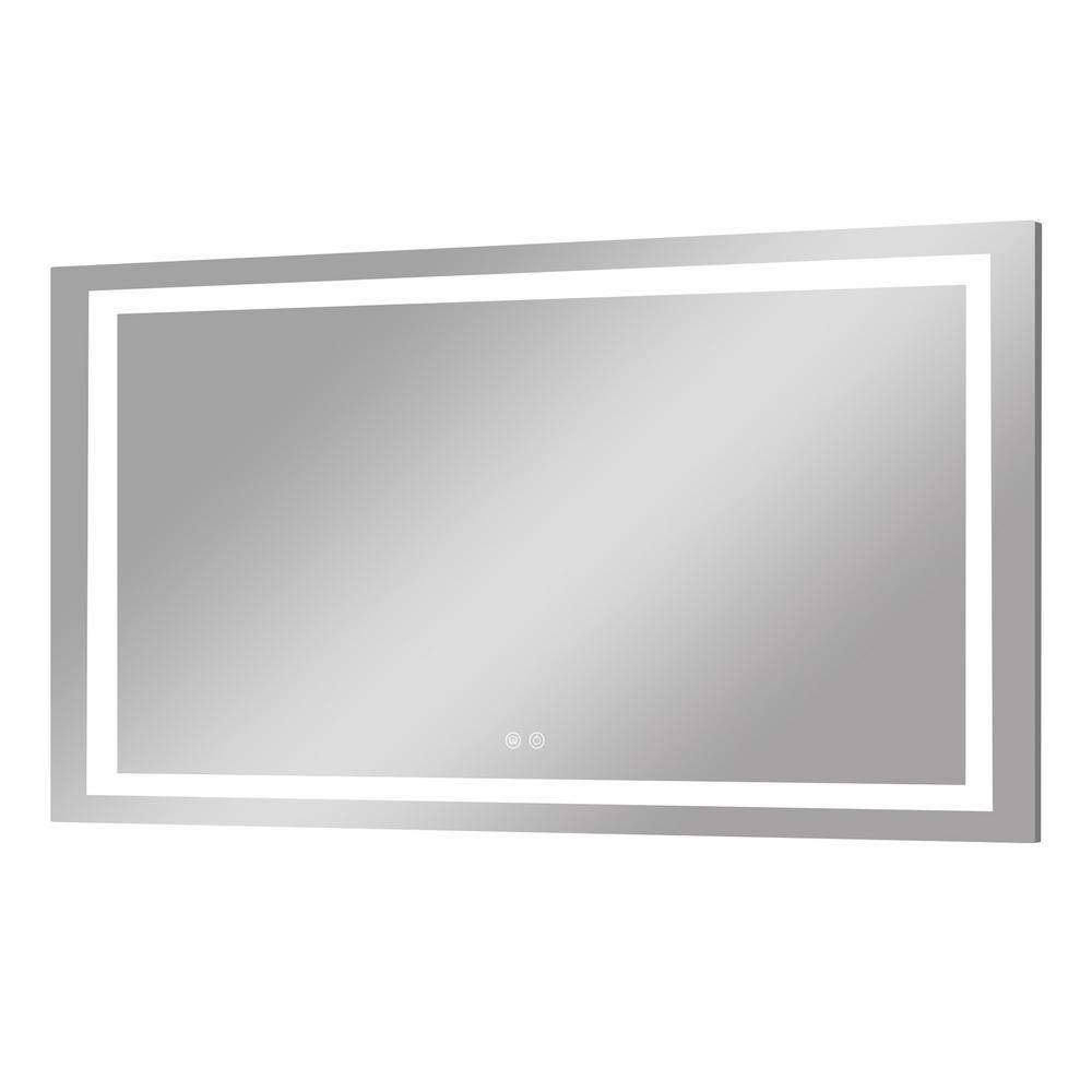 Keonjinn LED Bathroom Mirror 60 ” x 36 ” with Frontlit & Backlit, Lighted Mirror with Stepless Dimmable 3-Color Lights, Bathroom Vanity Mirror with HD Tempered Glass, UL-Listed LED Driver, CRI90+