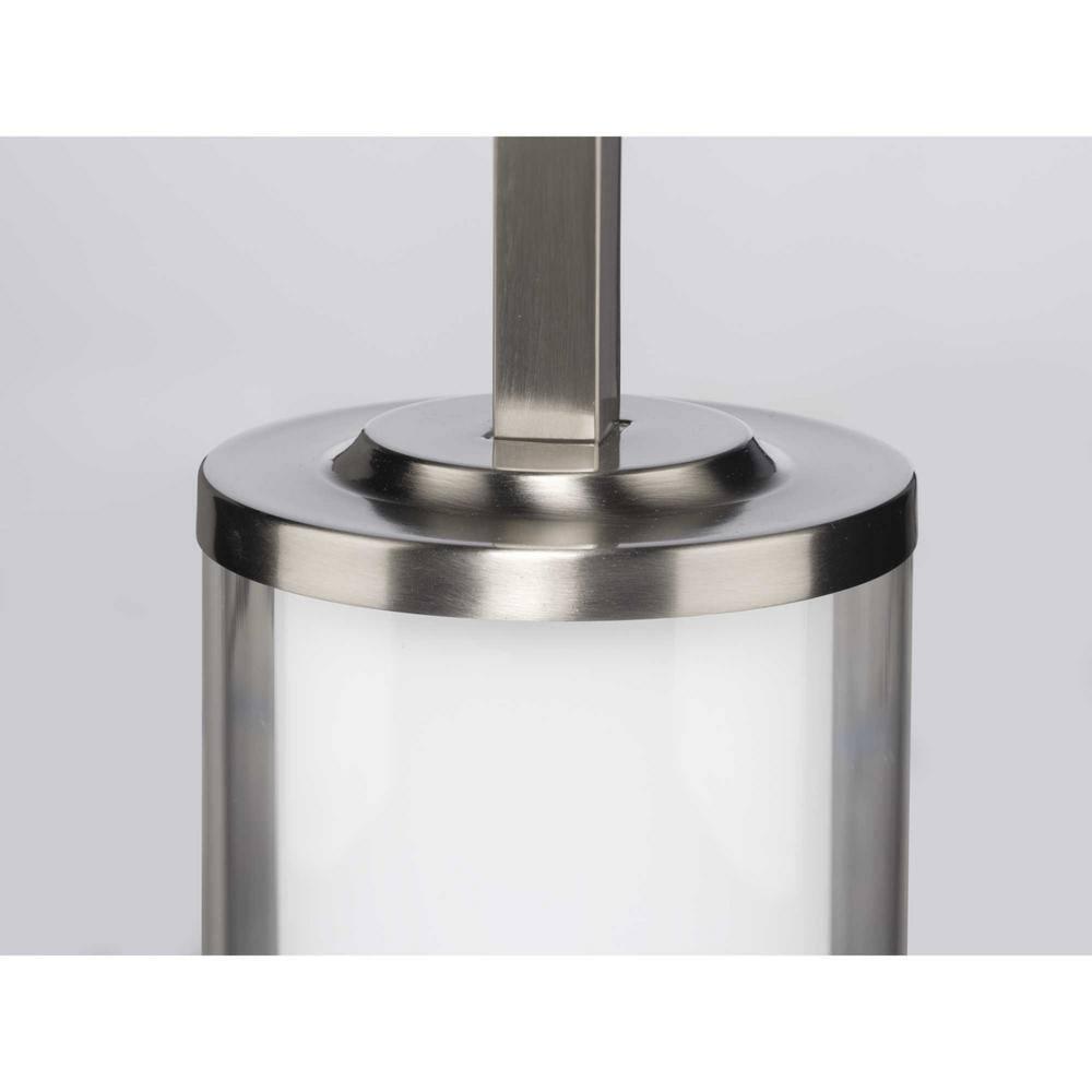 Progress Lighting Mast 1-Light Mini-Pendant, Brushed Nickel, Clear and Etched Glass Shade
