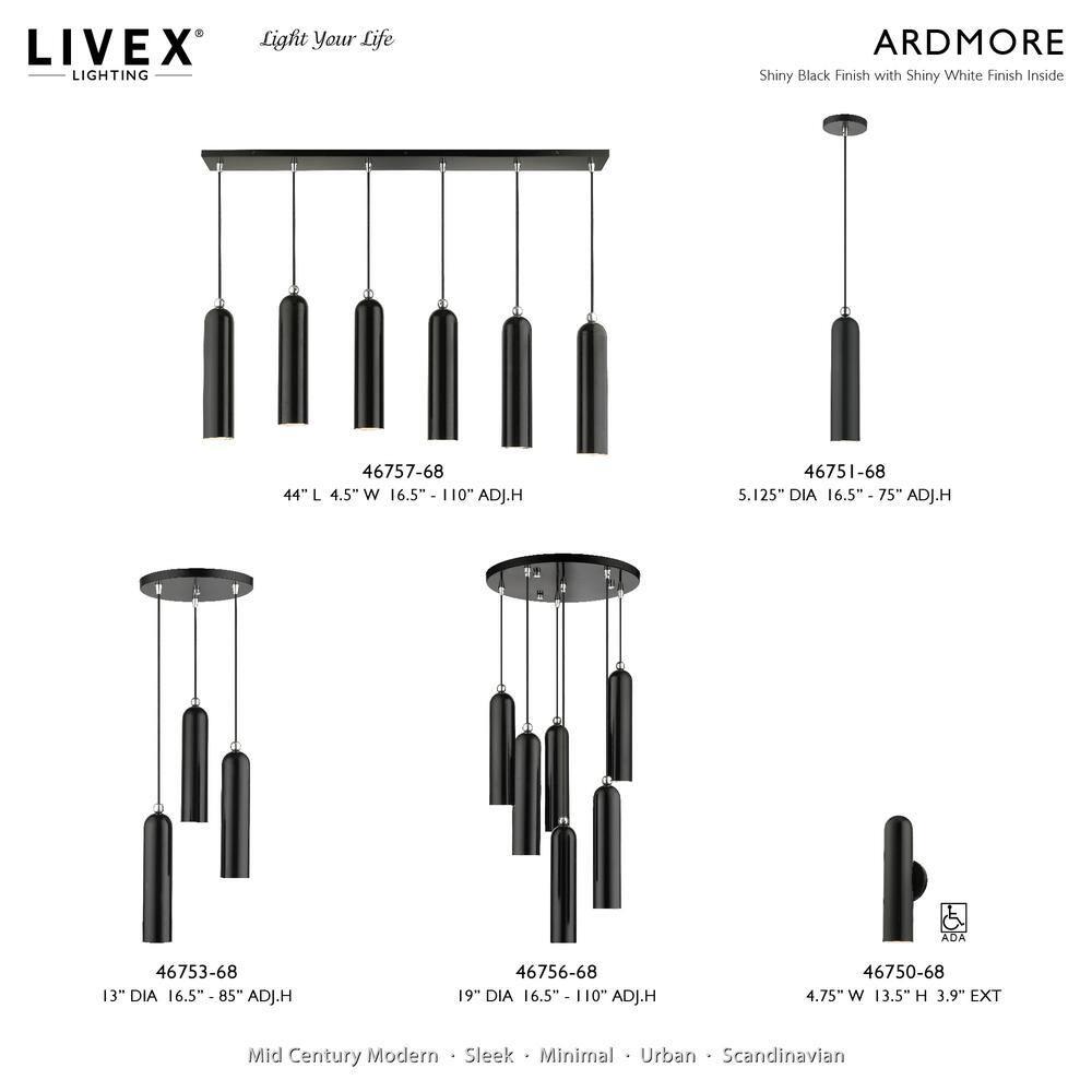 Livex Lighting Ardmore 6 - Light Island Pendant Light in  Shiny Black