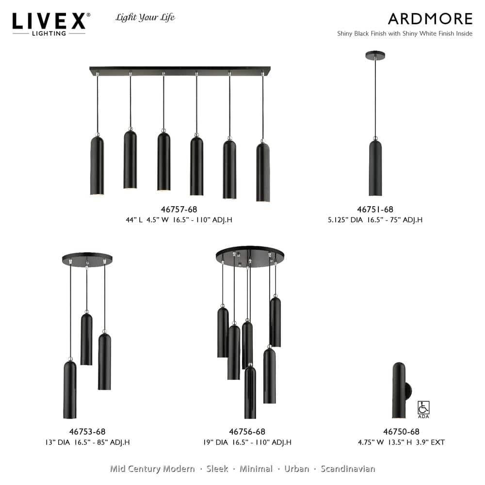 Livex Lighting Ardmore 1 - Light Pendant in  Shiny Dark Gray