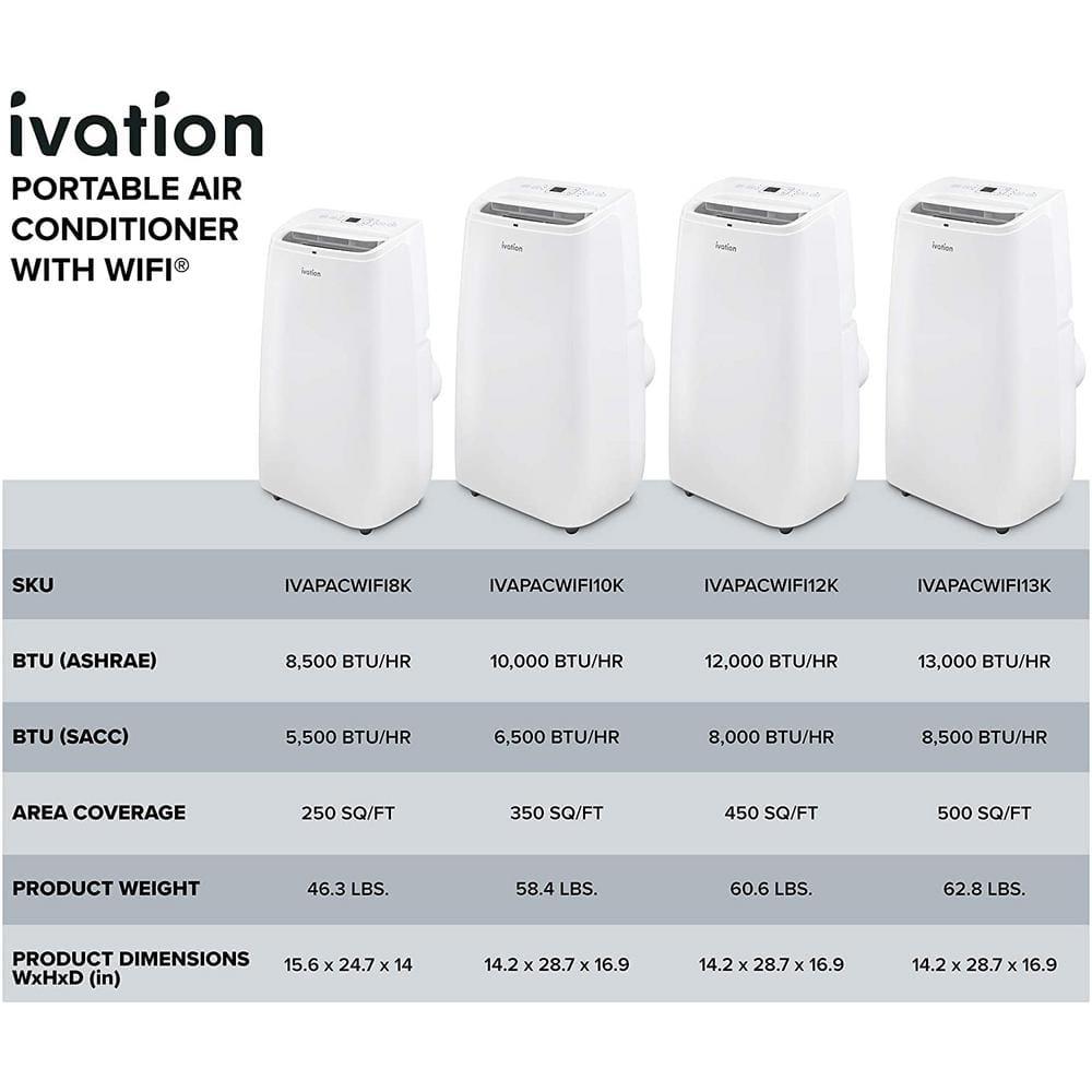 Ivation Ivation 13000 BTU Wi-Fi Connected Portable Air Conditioner for 500 Square Feet with Remote Included