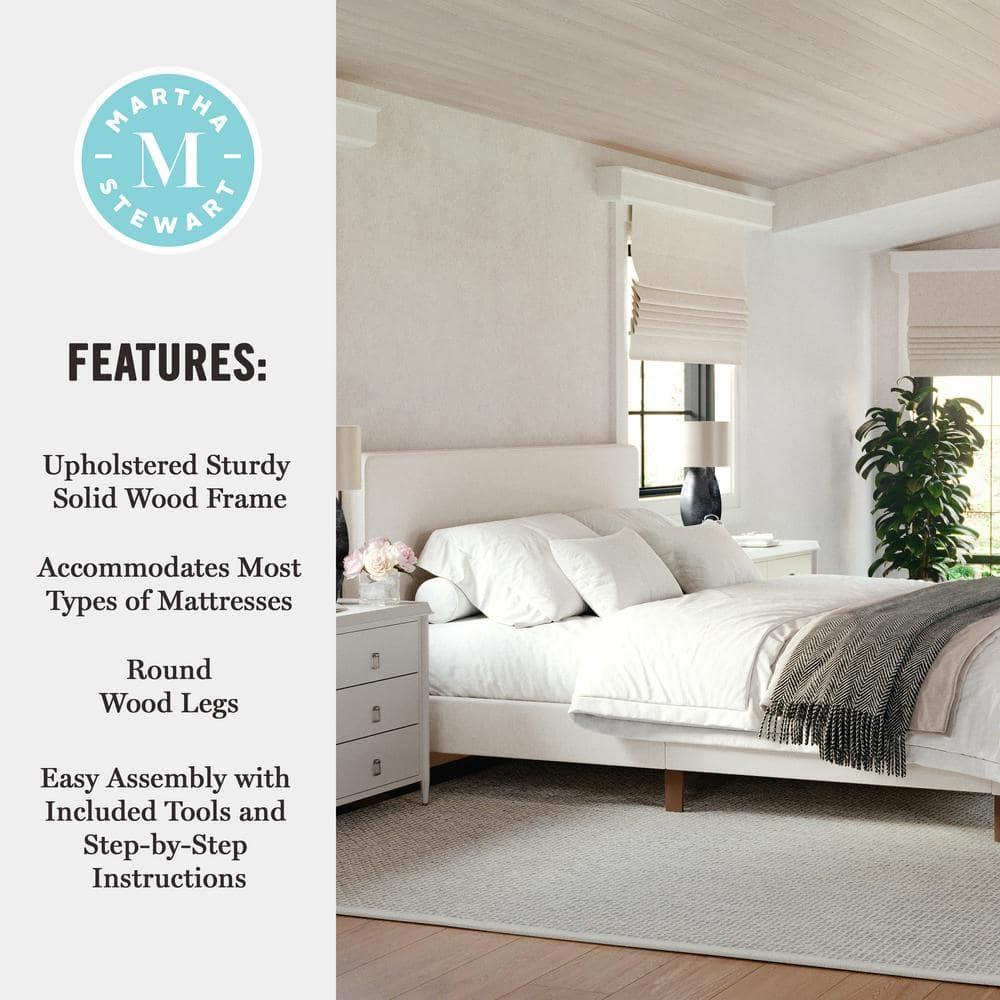 Martha Stewart Martha Stewart Britta Upholstered Platform Bed With Piped Detail Headboard