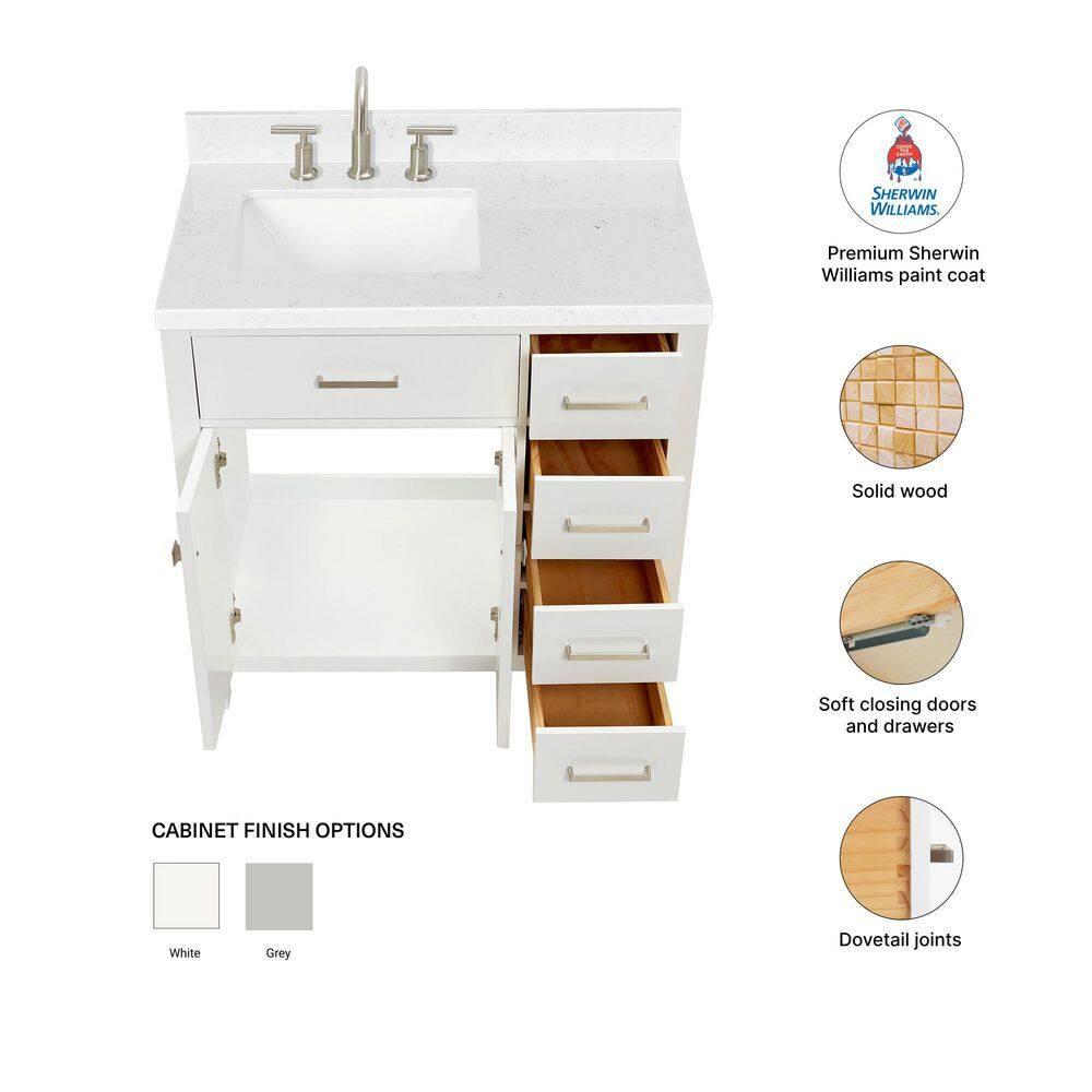 Ariel H036slcqrvo Bristol 36" Free Standing Single Basin Vanity Set - White