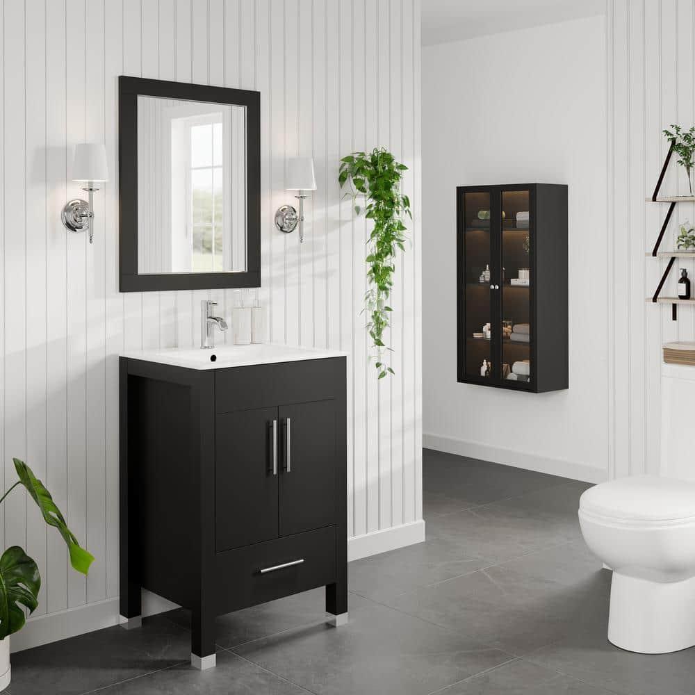 Eviva Aberdeen 24" Espresso Framed Bathroom Wall Mirror