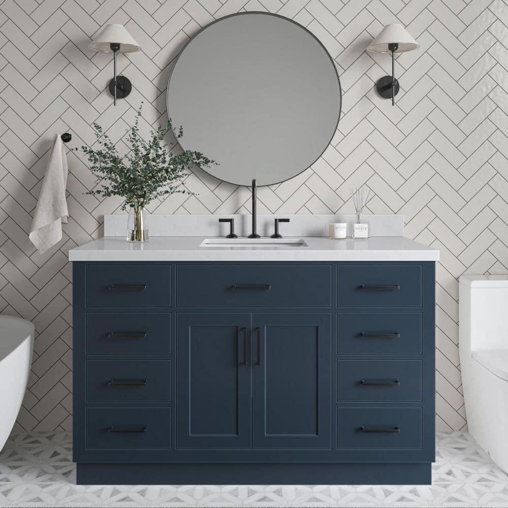 Ariel T054s-Bc Hepburn 54" Single Free Standing Vanity Cabinet Only - Blue