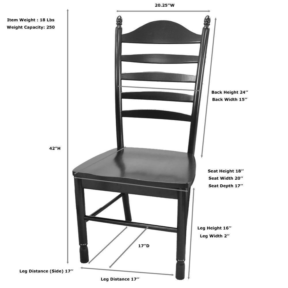 Carolina Living Josefine Dining Chair White Wash: Solid Rubberwood, Ladder Back Design, Unfinished Surface