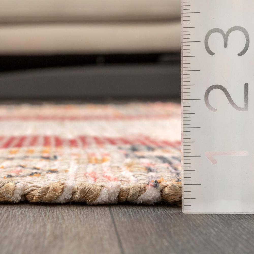 Nuloom Hermina Abstract 6 Round Jute Indoor Area Rug for Dining Room Rug Neutral Rug Living Room Rug Kitchen, Multicolor/Ivory