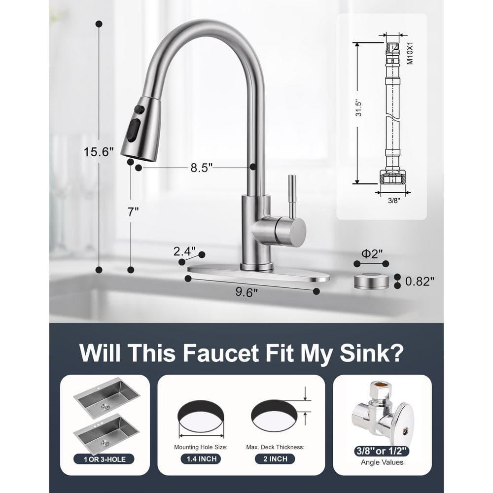 ARCORA Automatic Smart Mobile Motion Sensor Kitchen Sink Faucet with 3 Modes Pull-Down Sprayer AR7100301-MS