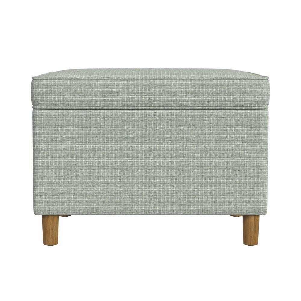 HomePop 24" Dinah Storage Ottoman Sage: Upholstered Footstool, Traditional Rectangle Shape, Spot Clean