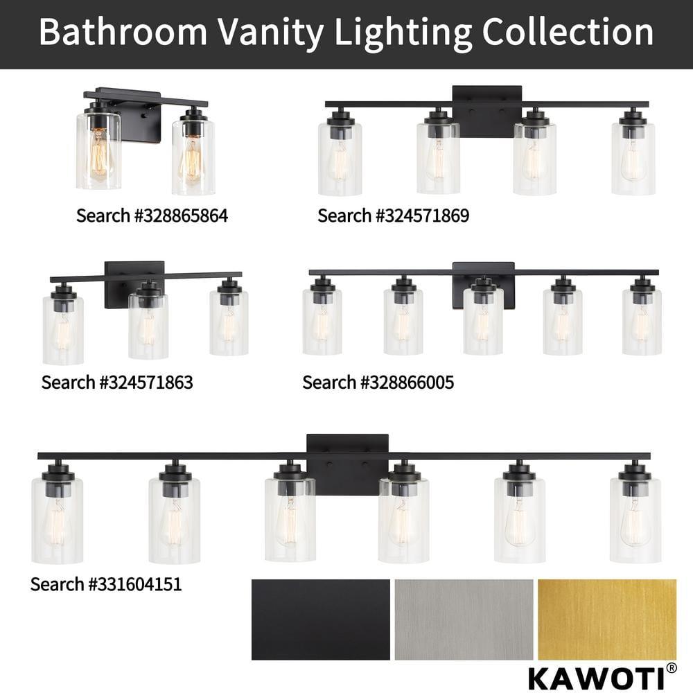 Kawoti  2-Light Dimmable Bathroom Vanity Light with Clear Glass Shade Antiqued Brass